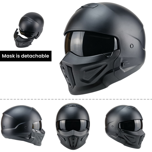 Warrior Black Retro Combination Helmet