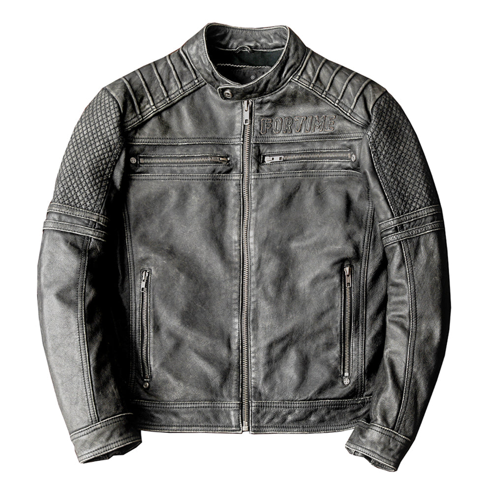 Gray Motorcycle Genuine Leather Jacket