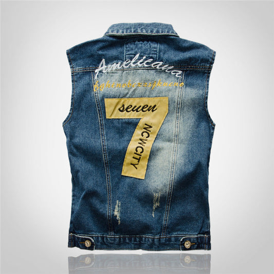 Motorcycle Lucky 7 Denim Vest
