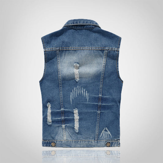 Stylish Motorcycle Ripped Denim Vest