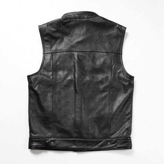 Multiple Pockets Mesh Leather Vest