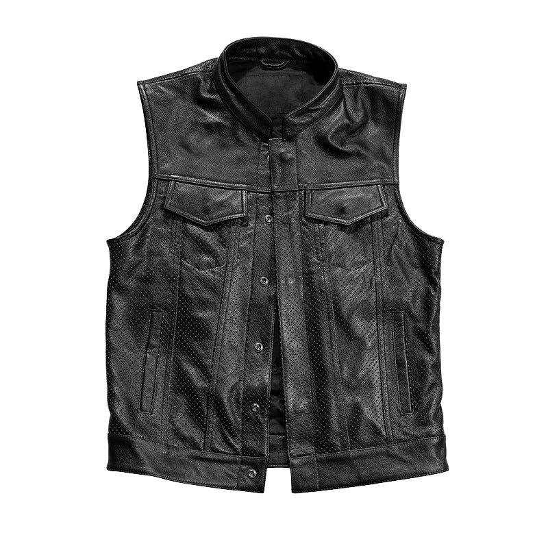 Multiple Pockets Mesh Leather Vest