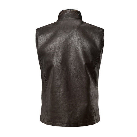 Men's Large Size Motorcycle Leather Vest Retro Style