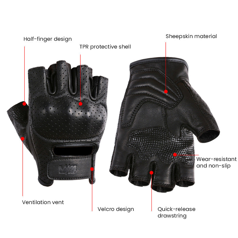 Summer Meshed Genuine Leather Fingerless Gloves