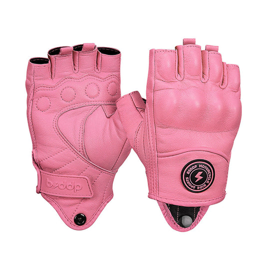 Meshed Genuine Leather Fingerless Gloves