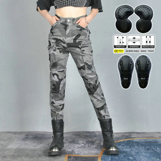 Women’s R9 Camo Motorcycle Jeans fit All Seasons