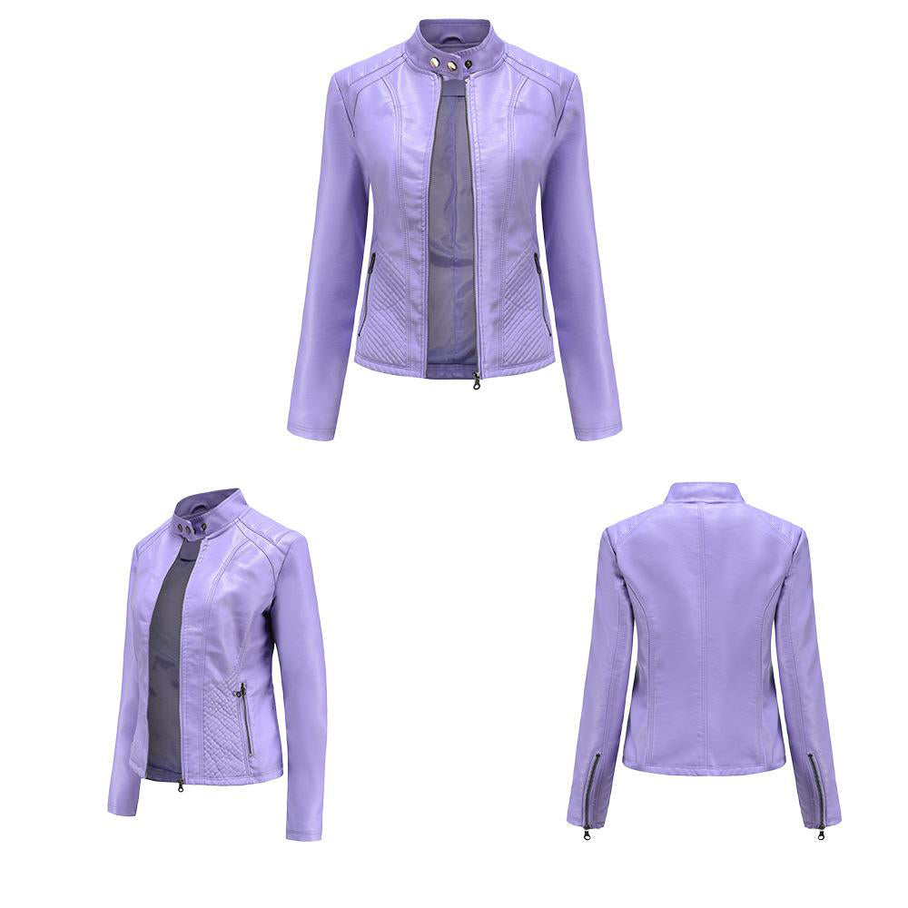 Women's Vegan Leather Moto Racer Jacket | Slim Fit