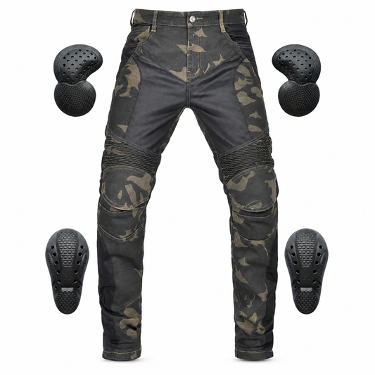 Adventure 4 Men’s Biker Jeans with CE Armour – Camo – product green camo – Green Camo