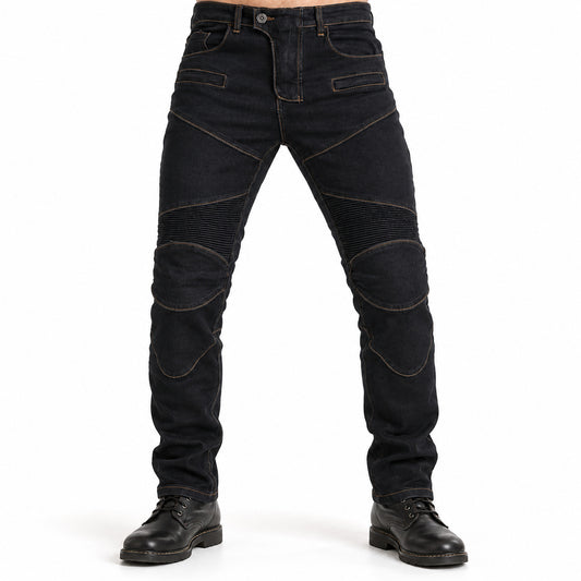 Motorcycle Riding PK718 Jeans With Protection Gear - Black – model front view