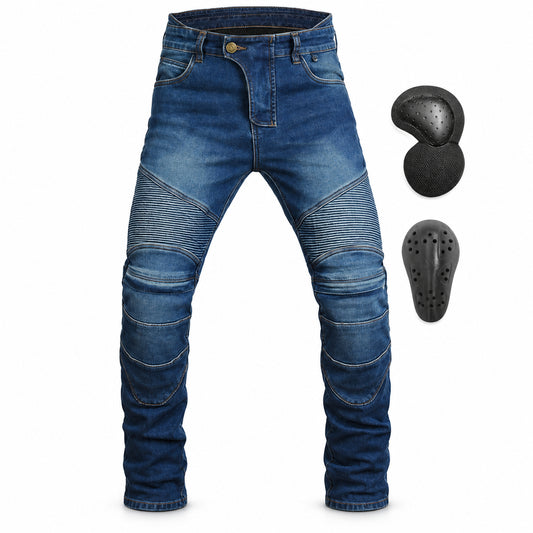 Guardian 4 Winter Motorcycle Riding Jeans – product and removable armour on white