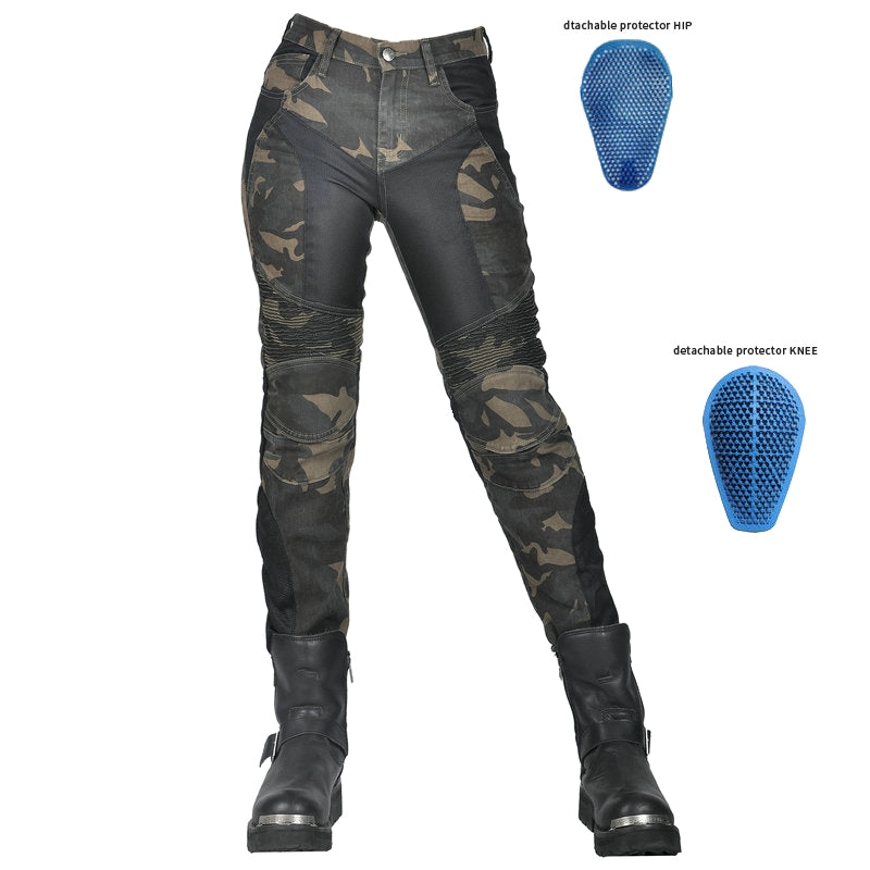 Adventure 4 Women’s Biker Jeans with CE Armor – Camo