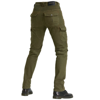 Motorcycle Racing Denim LB1 Pants with Protective Pads – Army Green