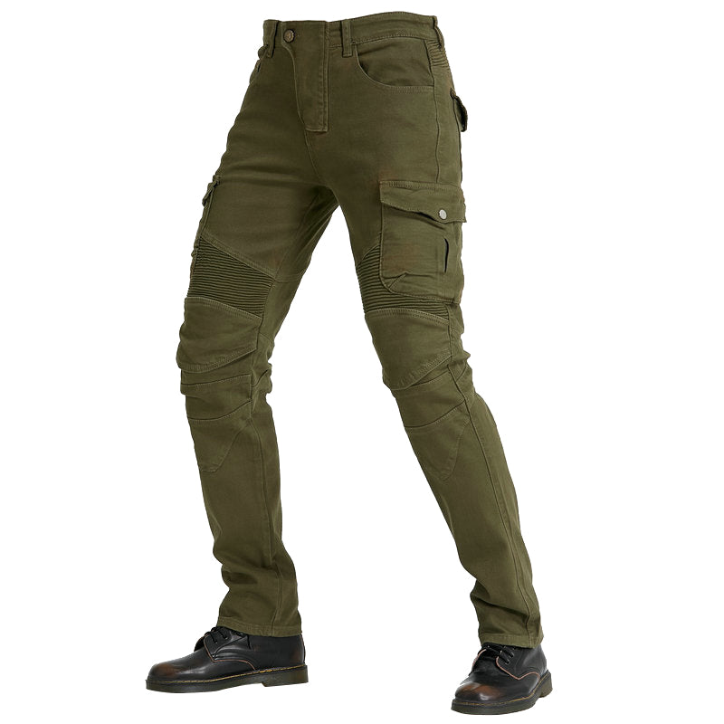 Motorcycle Racing Denim LB1 Pants with Protective Pads – Army Green