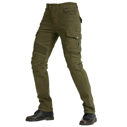 Motorcycle Racing Denim LB1 Pants with Protective Pads – Army Green