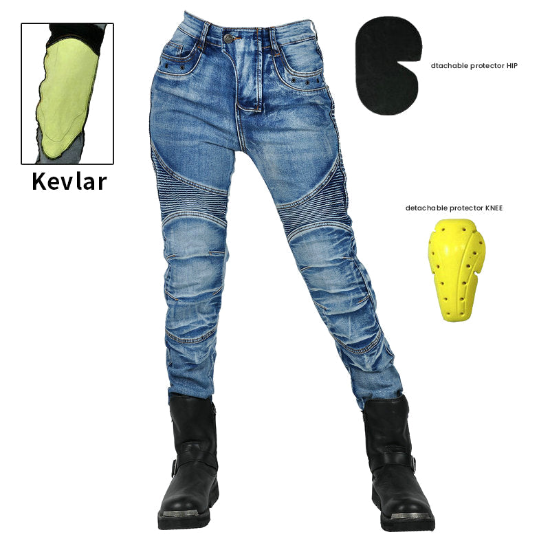 Women's Motorcycle Kevlar Tear-Resistant Denim Jeans