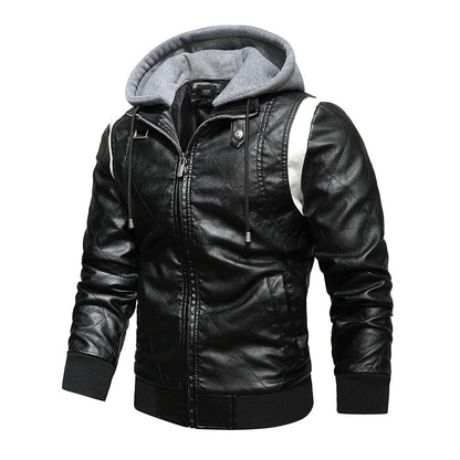 Biker Racing Jacket with Detachable Hood Warm Jacket
