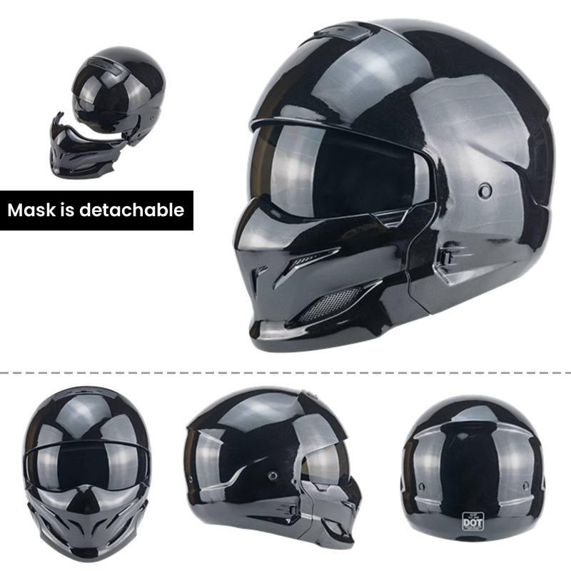 Warrior Black Retro Combination Helmet
