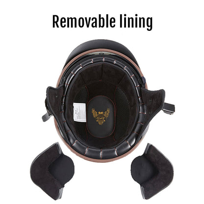 Vintage Half Face Motorcycle Helmet Gloss Black