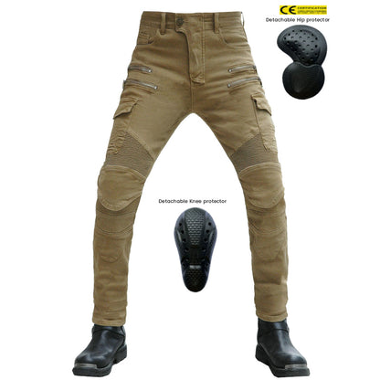 Motorcycle Racing Denim Off-road Anti-fall Pants With Protection Gear