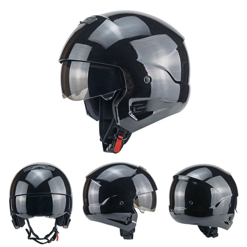 Warrior Black Retro Combination Helmet