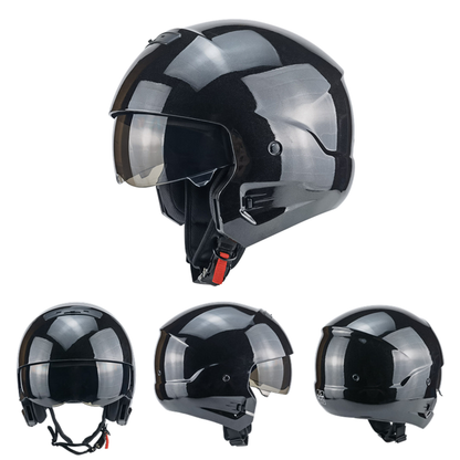 Warrior Black Retro Combination Helmet