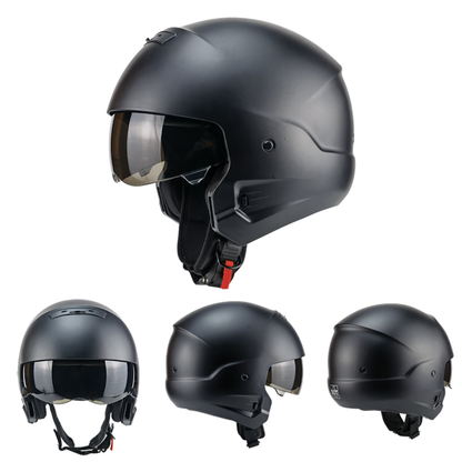 Warrior Black Retro Combination Helmet