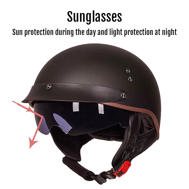 Vintage Half Face Motorcycle Helmet Gloss Black