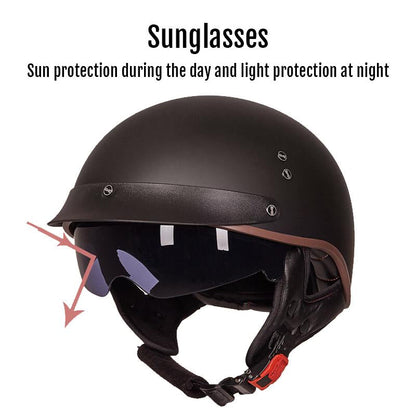 Vintage Half Face Motorcycle Helmet Matte Black
