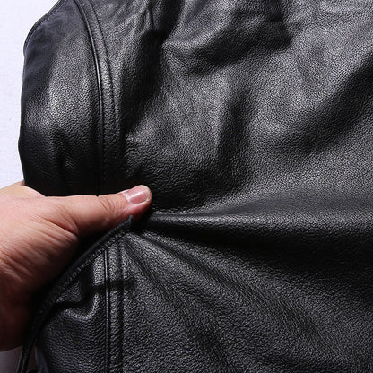 Motorcycle Skull Wings Leather Vest Side Laces