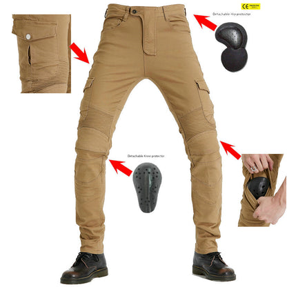 Motorcycle Racing Denim LB1 Pants with Protective Pads – Khaki
