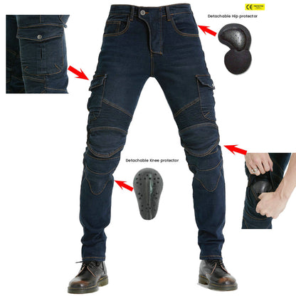 LB1 Motorcycle Riding Jeans with CE Certified Knee Hip Armor Protector - Best Seller