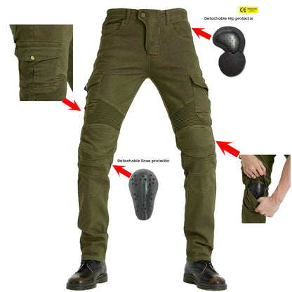 LB1 Motorcycle Riding Jeans with CE Certified Knee Hip Armor Protector - Best Seller