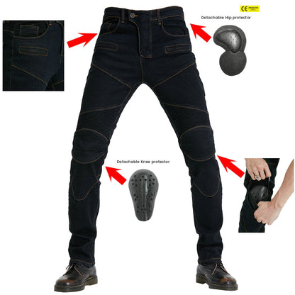 Motorcycle Riding PK718 Jeans With Protection Gear - Black