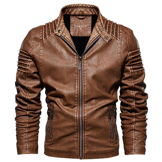 Leather Ripple Biker Jacket