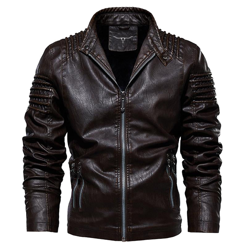 Leather Ripple Biker Jacket