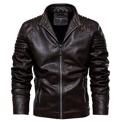 Leather Ripple Biker Jacket