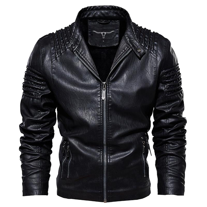 Leather Ripple Biker Jacket