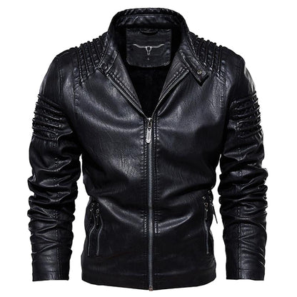 Leather Ripple Biker Jacket