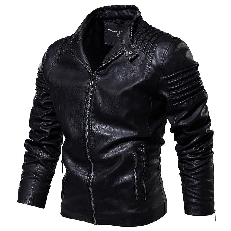 Leather Ripple Biker Jacket