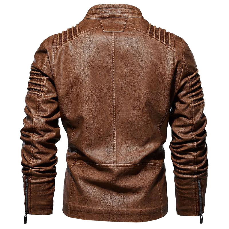 Leather Ripple Biker Jacket