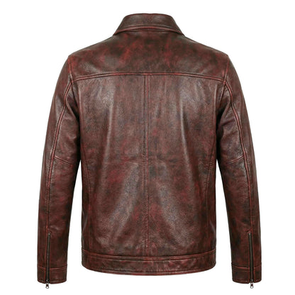Heavy Brown Motorcycle Genuine Leather Jacket