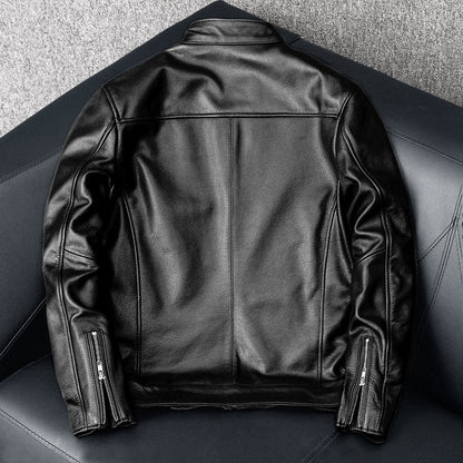 Casual Black Motorcycle Leather Jacket
