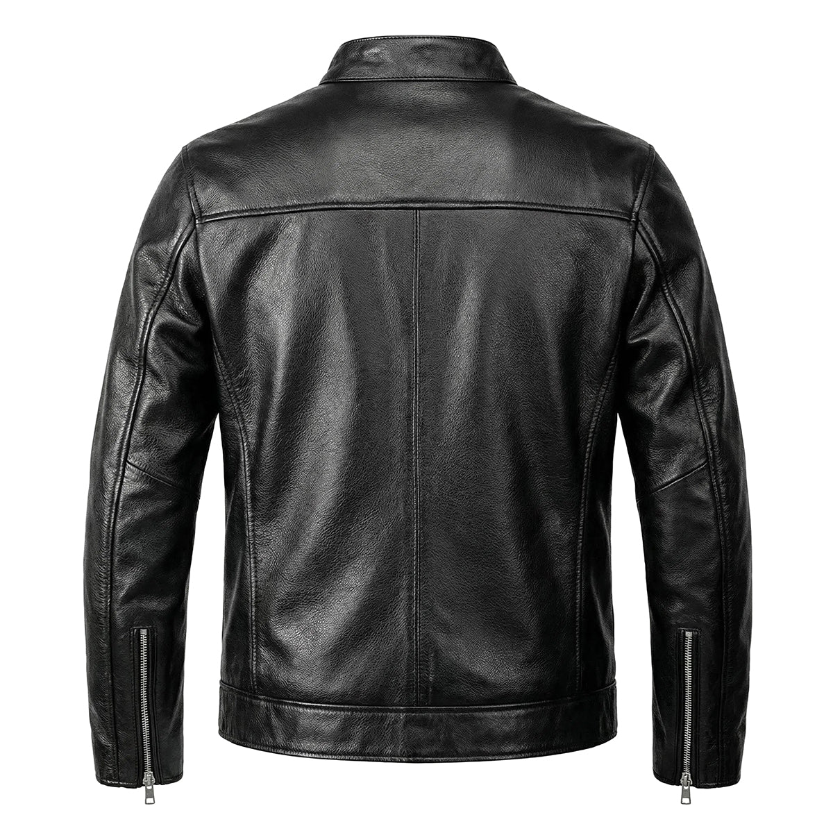Casual Black Motorcycle Leather Jacket