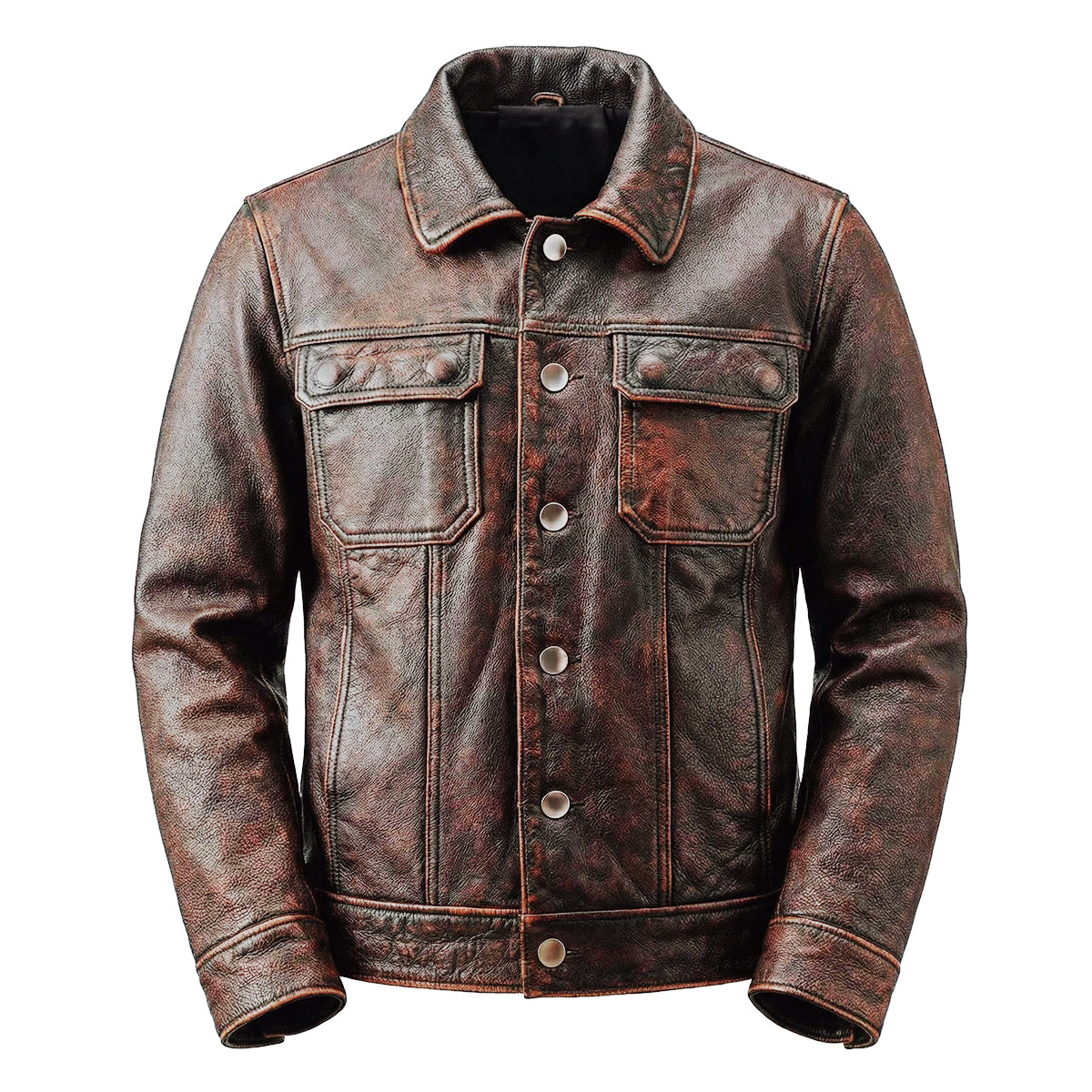 Tough Brown Retro Motorcycle Leather Jacket