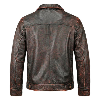 Tough Brown Retro Motorcycle Leather Jacket