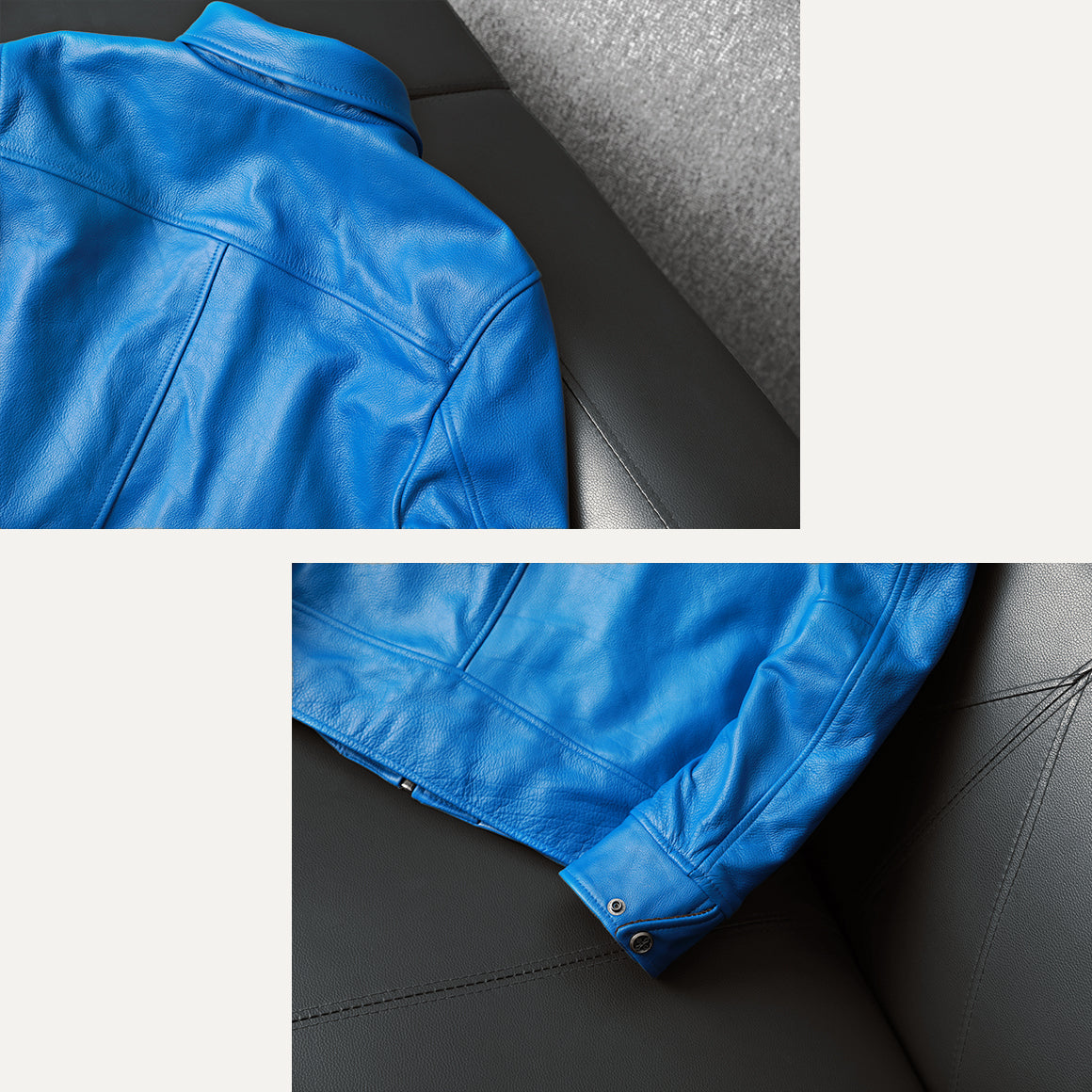 Korean Style Blue Biker Leather Jacket