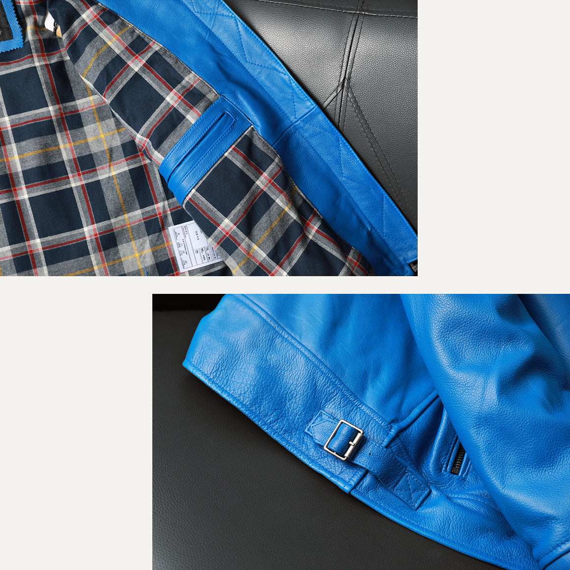 Korean Style Blue Biker Leather Jacket