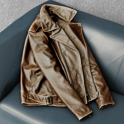 Cowhide Slim Fit Motorcycle Leather Jacket