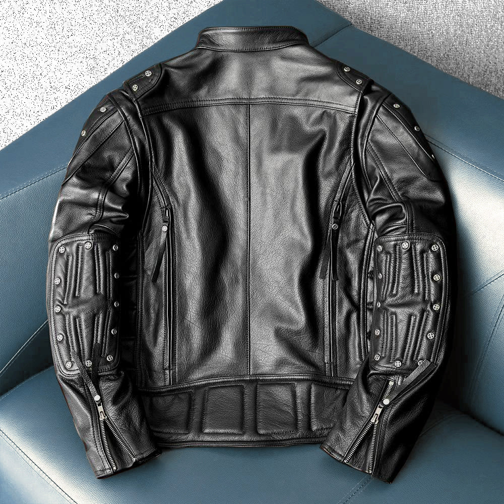 Rivet Punk Motorcycle Leather Jacket