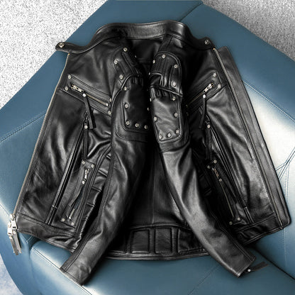 Rivet Punk Motorcycle Leather Jacket